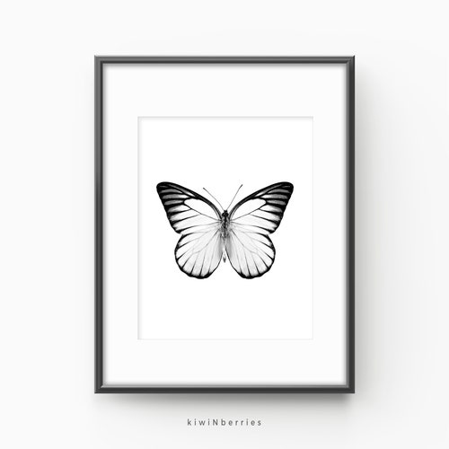 Butterfly Print Set Monochrome Decor Minimalist Home Etsy