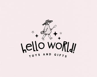 Playful Kids Boutique Logo: Beach Girl Design, Premade Branding