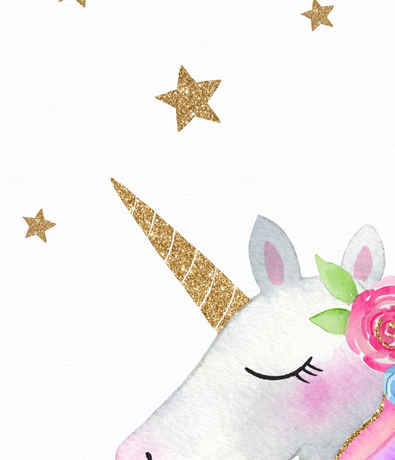 pink unicorn print unicorn glitter printable baby girl etsy