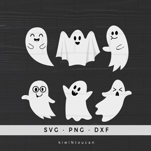 Friendly Ghost SVG Bundle, Halloween Cut Files (PNG, DXF)