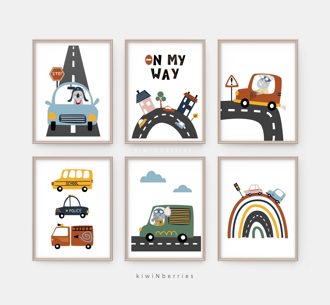 Fun Car Print Printable Wall Art Boys Room Decor Rainbow - Etsy