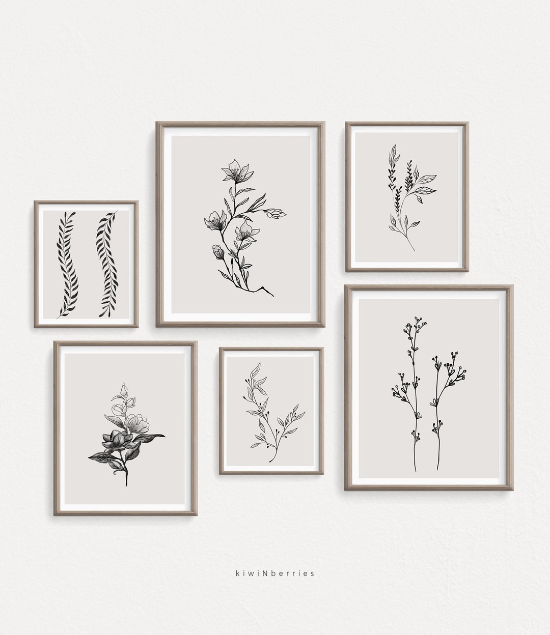 Minimalist Flower Sketch Wall Art, Sketch Pencil Drawing, Floral