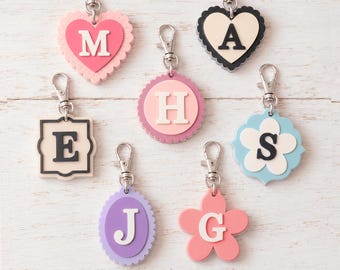 Keychain Laser cut Files, Business Ideas, Acrylic crafts, Tags with Letter Initial, SVG Ai EPS SVG, Glowforge  Cutting