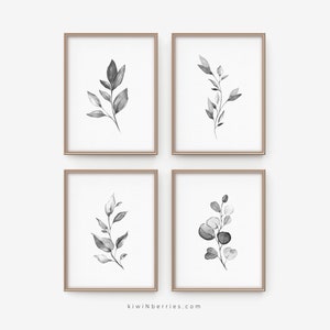 Minimalist decor, Watercolor plant botany print, Black and white botanical prints, Botanical prints, Minimalist prints, Black and white