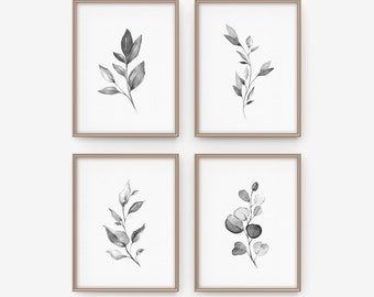 Minimalist decor, Watercolor plant botany print, Black and white botanical prints, Botanical prints, Minimalist prints, Black and white