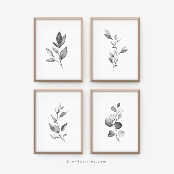 Minimalist decor, Watercolor plant botany print, Black and white botanical prints, Botanical prints, Minimalist prints, Black and white