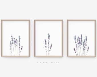 Lavender prints, Minimalist flower print set, Wildflower print, Rustic farmhouse decor, Botanical wall art, Botanical print, Flower wall art