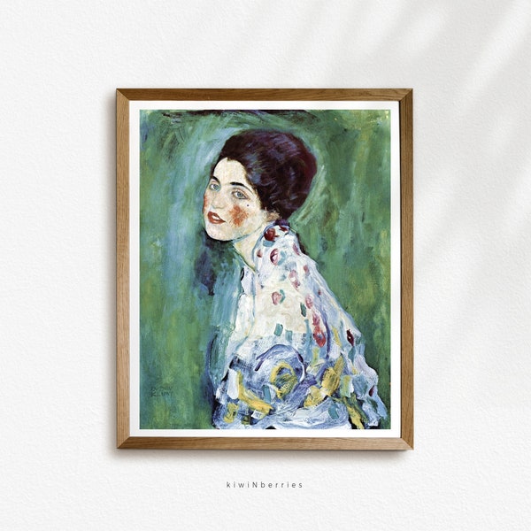 Emerald Green Woman portrait Print, Moody wall art, Vintage Art prints, Woman Portrait Poster, Rustic Woman portrait, Oil Painting