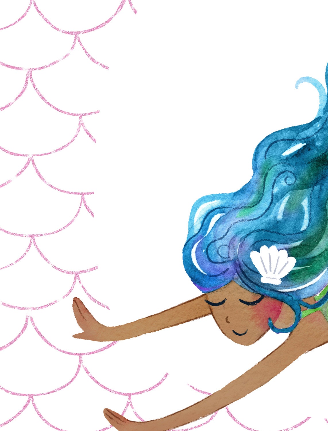 Mermaid Print Printable Gift for Little Girls Mermaid Wall - Etsy