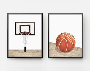 Basketball Print Set, Boys room Decor, Printable Digital Basketball Posters, Sport Prints, Basketball Printable, Ball Hoop,