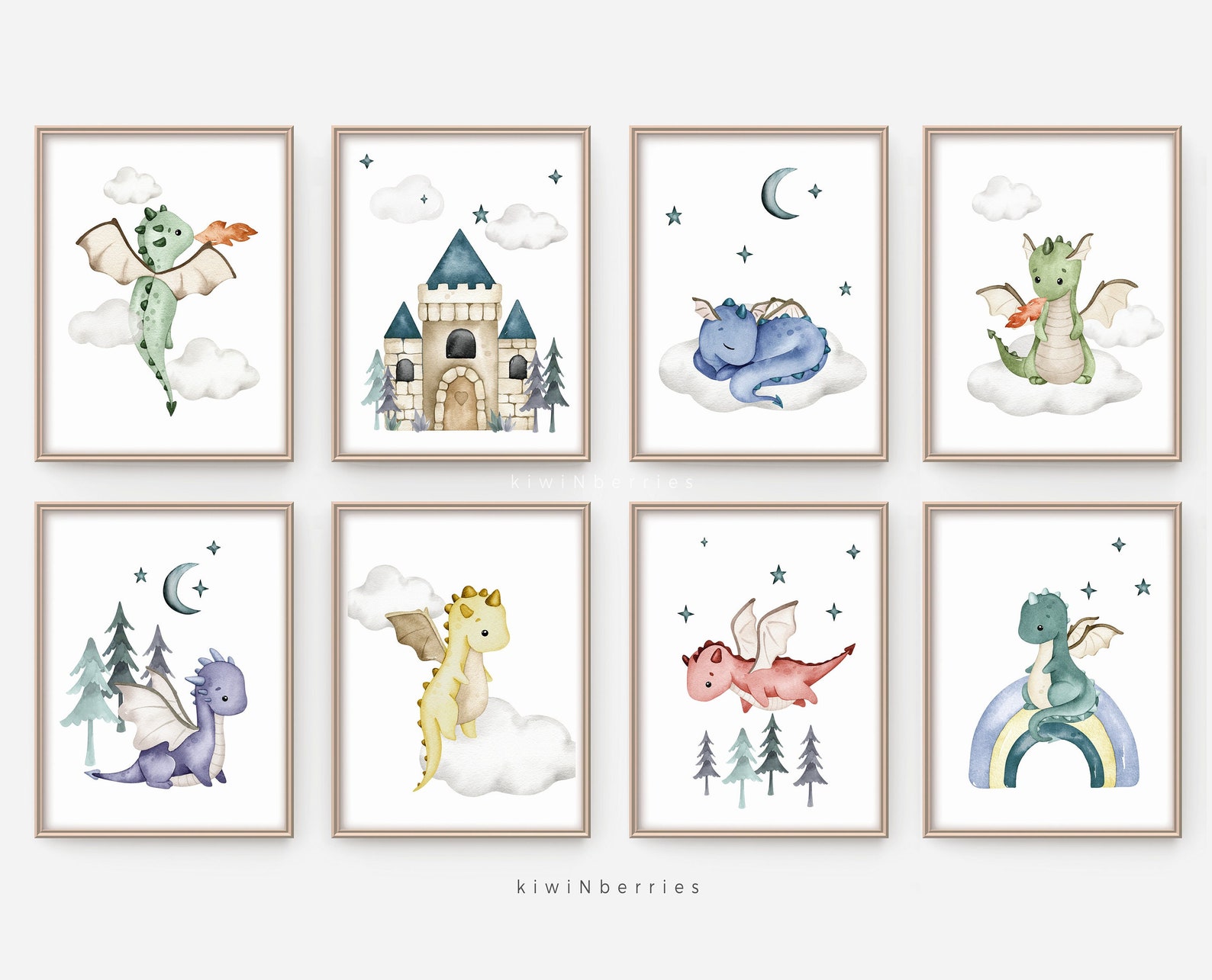Nursery Printable Art Set DIY Nursery Decor Dragon Prints Etsy