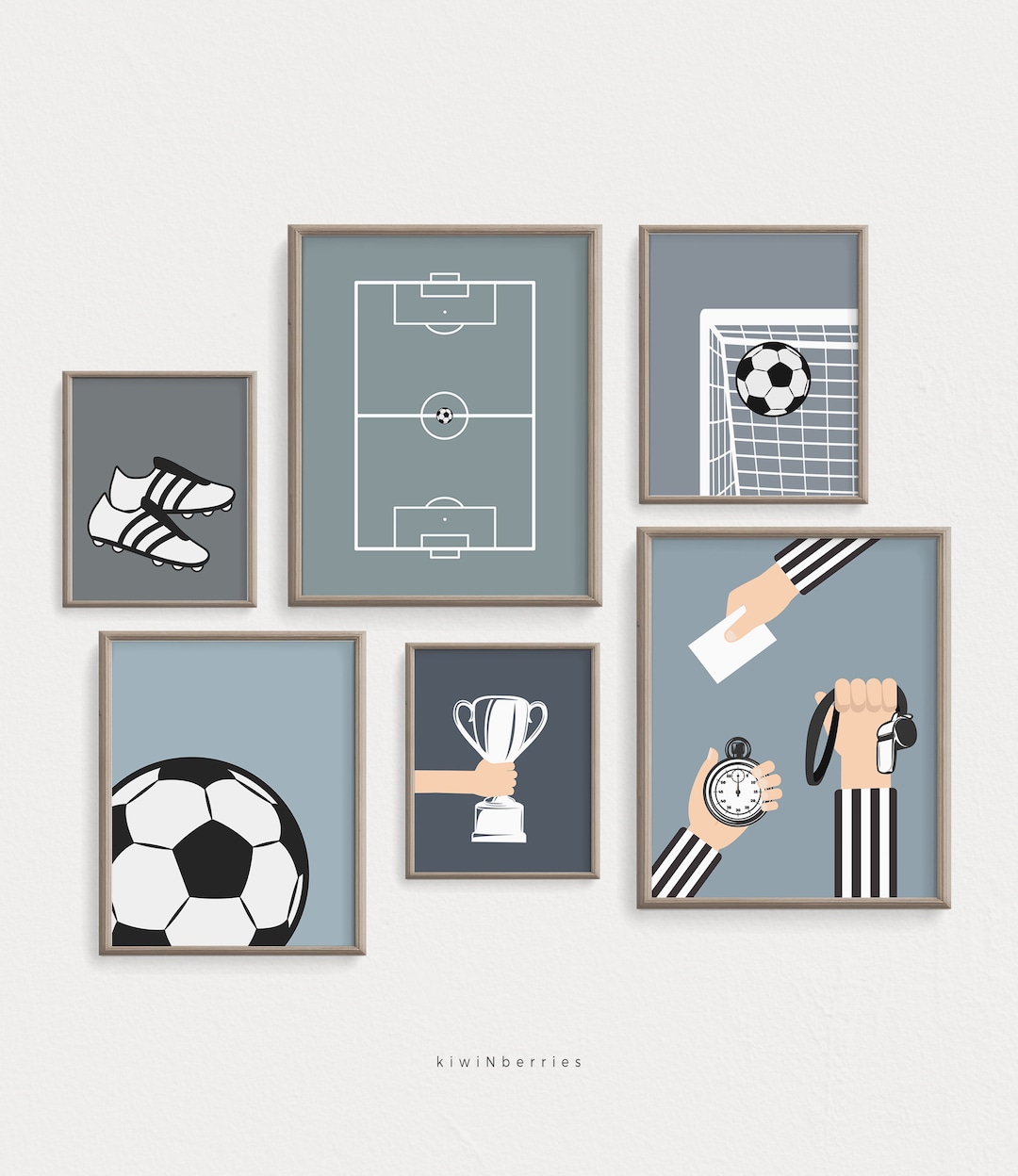 Soccer Gallery Wall Set of 6 Downloadable Prints, Sports Soccer Digital ...