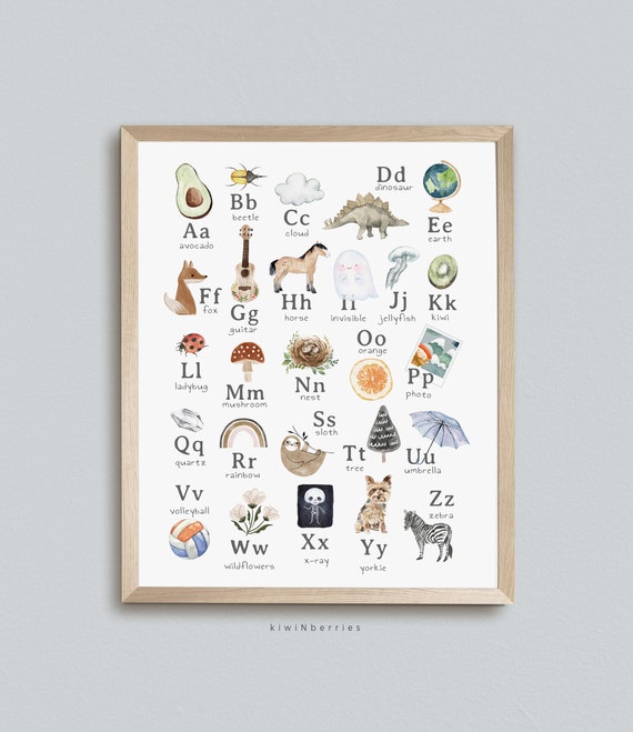Educational poster Animals Alphabet Print Homeschool ABC Learning