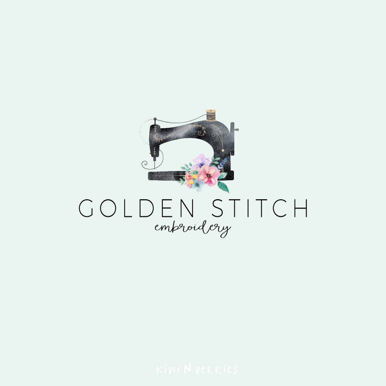 Embroidery logo design Premade logo Branding logo Sewing Etsy