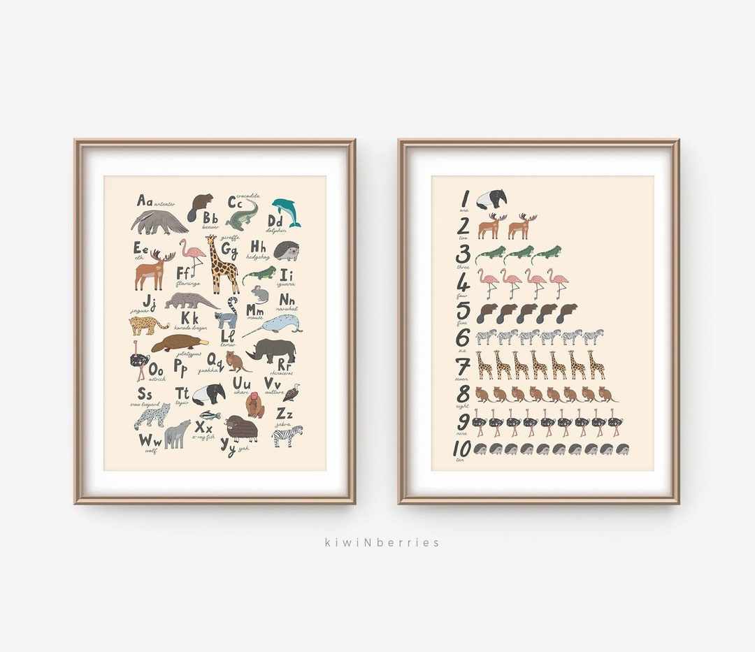Animals Alphabet Poster, Large Alphabet Printable, Neutral Bohemian