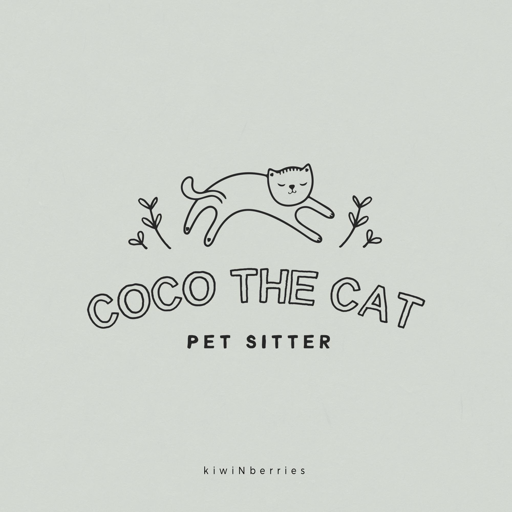 Playful Cat Logo Design: Premade Pet Sitter Branding