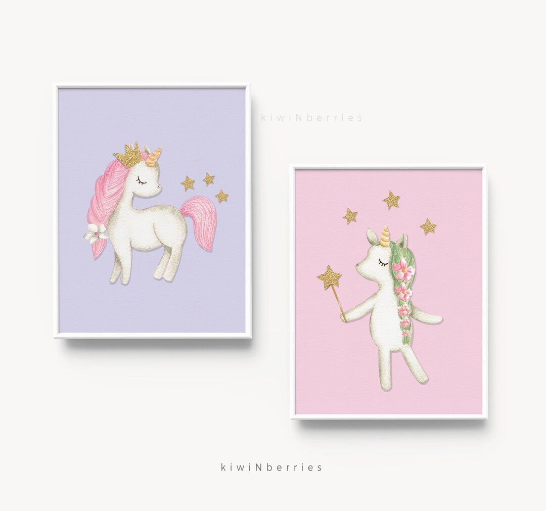 Girls Bedroom Wall Art, Unicorn Rainbow Prints, Colorful Art Prints, Printable Girls Gift ...