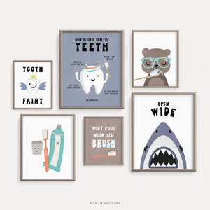Decoración de la oficina dental para niños, arte imprimible del dentista, impresiones de la oficina dental pediátrica, carteles de higiene bucal para niños, higienista ortodoncista, educación