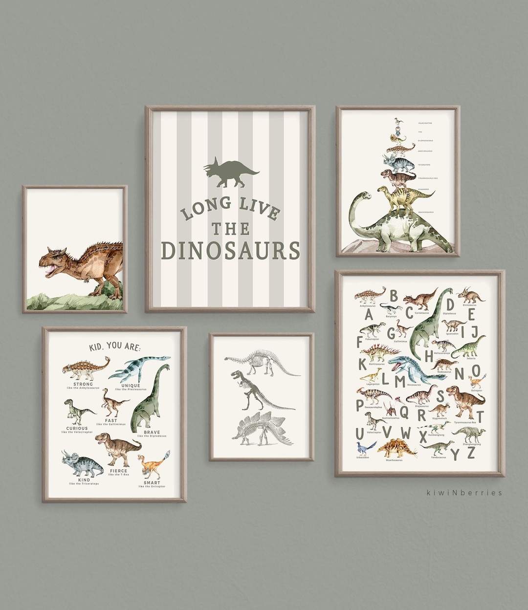 Downloadable Dinosaur Wall Art, Gallery Wall for Boys,dinosaur Sizes ...