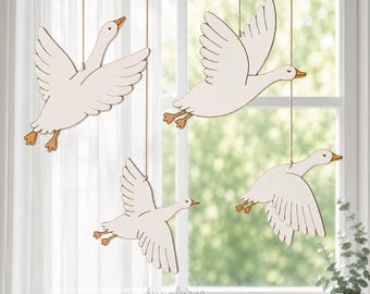 Set of 6 Geese Laser Cutting Files | Nursery Wall Decor SVG Bundle | Goose Wood Cut Files | Glowforge xTool LightBurn CNC (Ai DXF Eps)