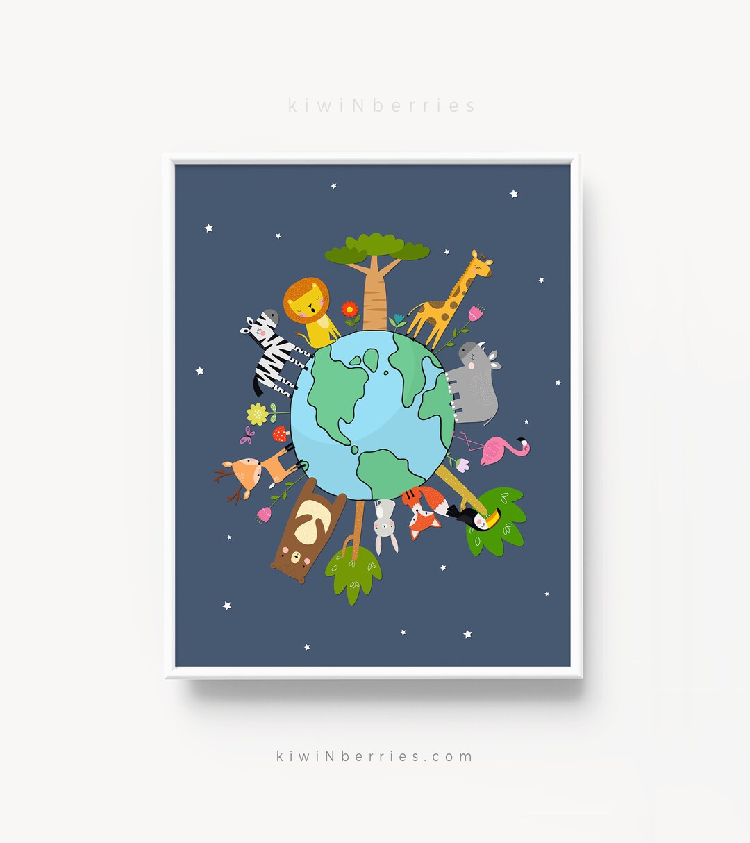 Animals of the World Print, Kids Printable Wall Art, World Animals ...