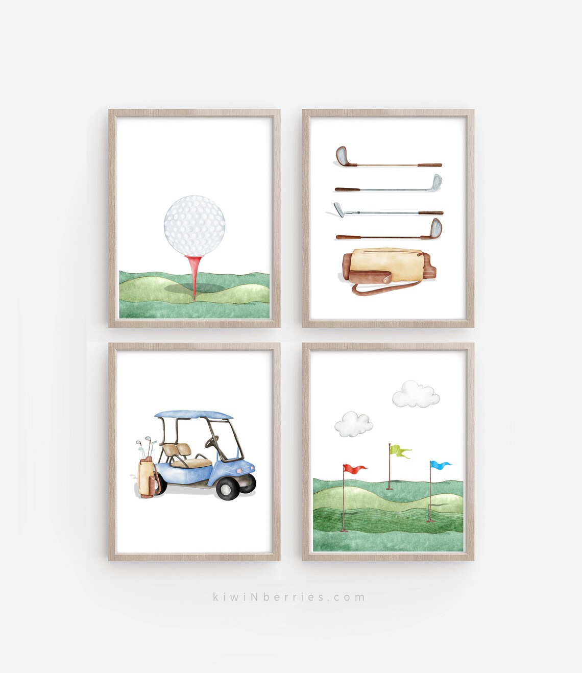 Golf Ball and Clubs Print Golf Printable Art Set of 2 Golf - Etsy