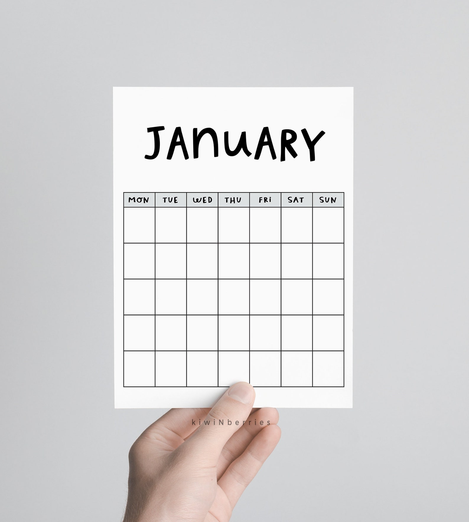 Undated Printable Calendar Dateless Calendar Minimalist Etsy