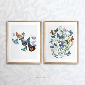 Butterfly Print, Set of 2 Butterflies Poster, Flying Butterfly wall art, Bohemian wall art, Vintage Colorful wall art, Butterfly wall art,