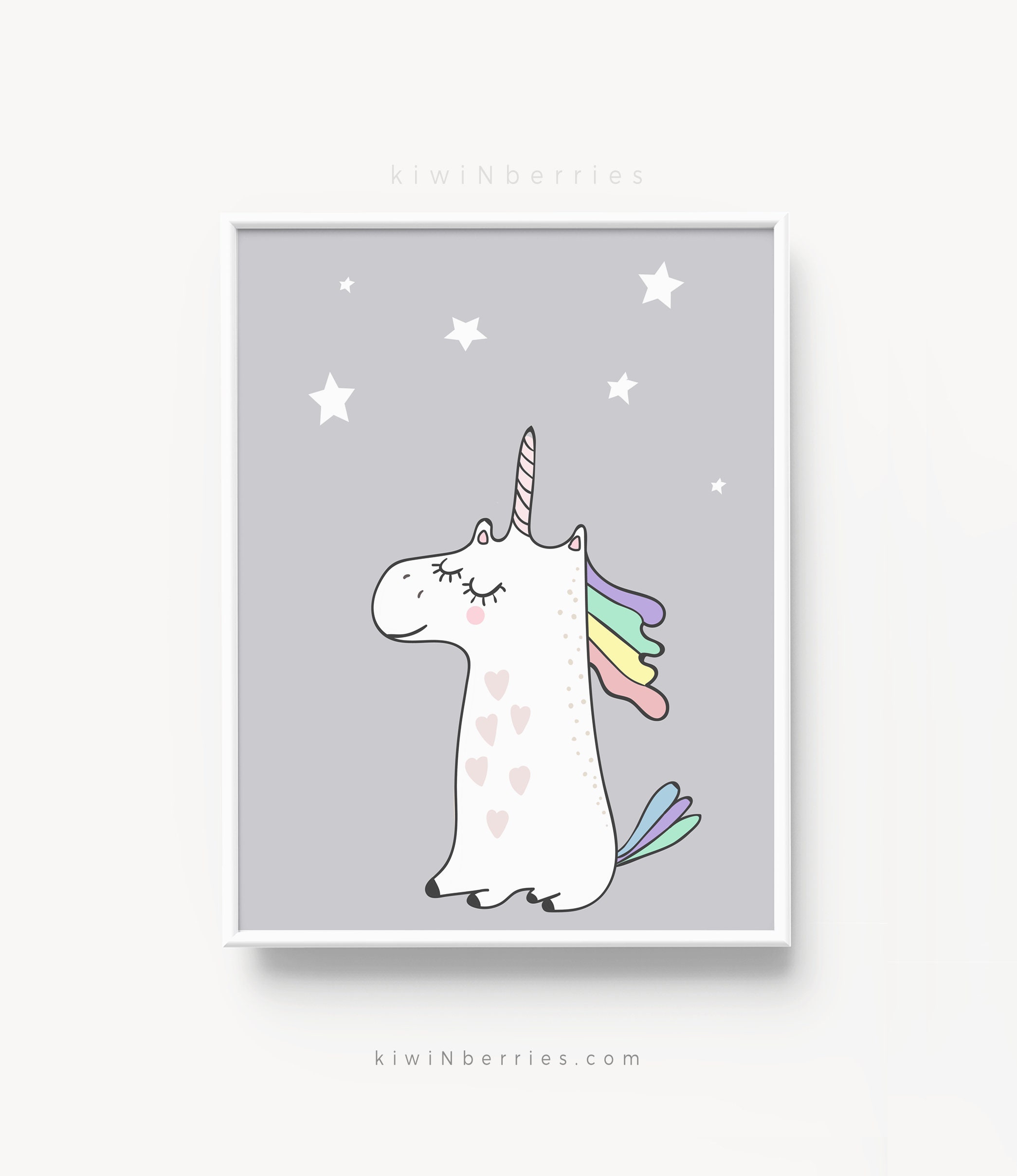 Set of 4 unicorn prints Unicorn wall art set Girls nursery Etsy