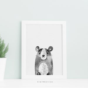 Nursery Animals Prints, Black and White, Printable Nursery Wall Art ...