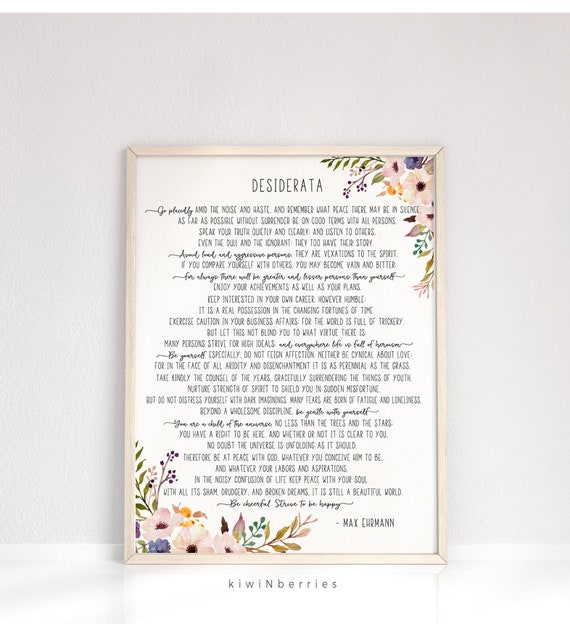 Desiderata Print Max Poem Desiderata Poster Etsy