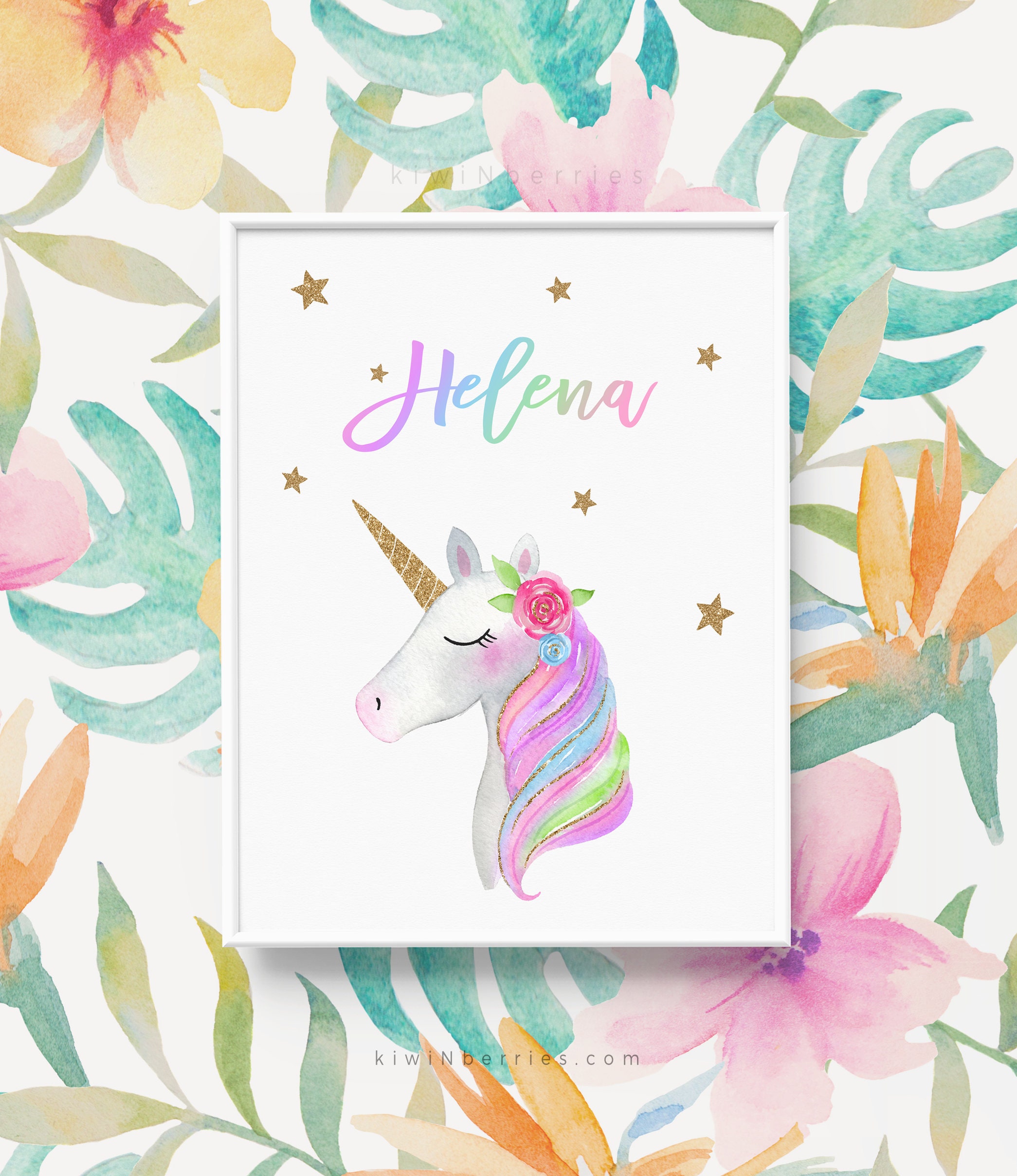 Personalized Unicorn Wall Art Unicorn Name Print Custom | Etsy