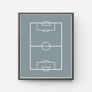 Soccer Field Print, Printable Sport Poster, Blue Green Wall Art, Kids Playroom, Futbol Football Soccer, Playing field