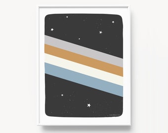 Space rainbow print, Vintage Retro printable, Space prints, Boys room decor, Space posters, Science wall art, Space themed prints