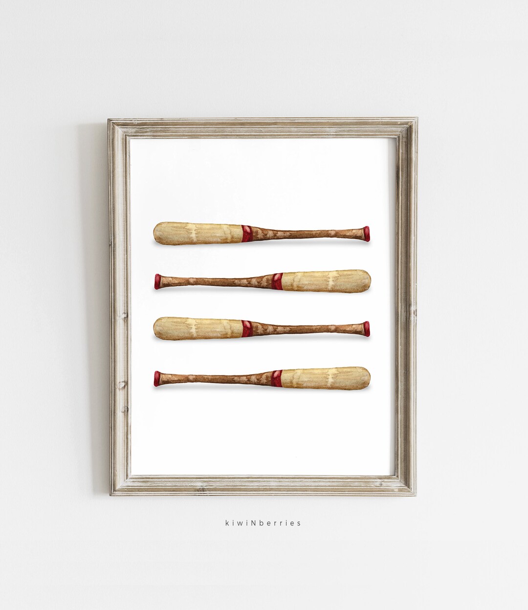 Simple Baseball Bat Print, Digital Boys Room Decor, Watercolor Baseball Bat, Printable Boys Room