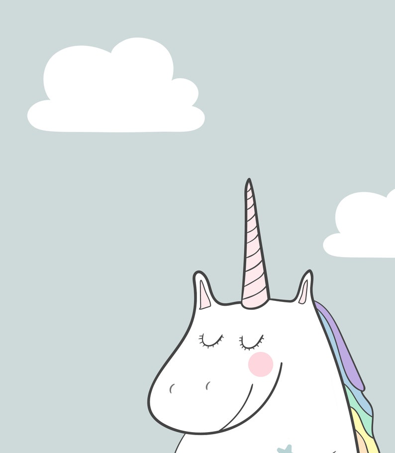 Set of 4 Unicorn Prints Unicorn Wall Art Set Girls Nursery Etsy