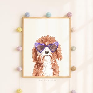 Kids printable art, Girl&#39;s room decor, Dog printable art, Kids room wall art, Cute dogs print, Dogs with bows flowers, Cool prints for kids