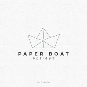 Logo della barca Origami, design della barca di carta, marchio moderno semplice, logo della linea, logo prefabbricato, logo prefabbricato, negozio per piccole imprese