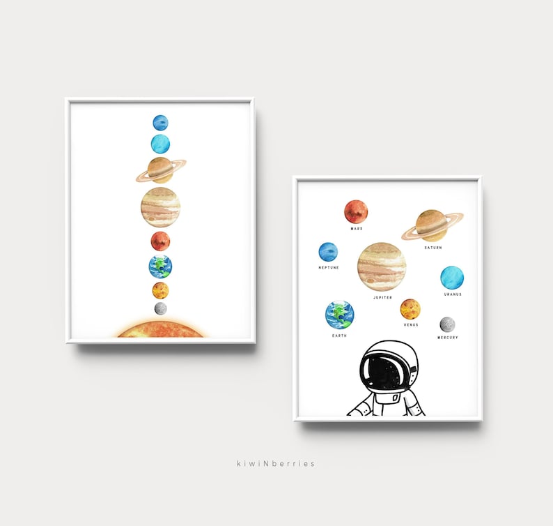 Space prints, Educational prints for boys, Solar system print, Astronaut wall art, Printable decor, Boys room wall art, Playroom wall art 