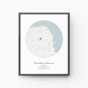 Presente personalizado para casais, mapa para impressão, impressão de noivado personalizada, arte de parede de localização, presente de noivado, presente de dia dos namorados, mapa de noivos e casados