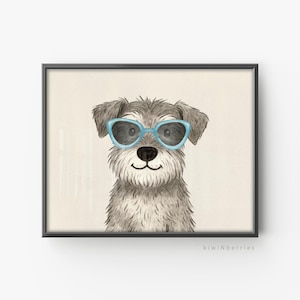 Cooler Schnauzer-Druck, Welpe druckbare Wandkunst, Hundeposter, witzig, Kinderzimmerdekor, einzigartige Kunst, druckbare Hundeposter