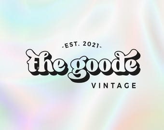 Retro Hippie Script Logo Design: Premade Modern Logo (Digital Files Included)