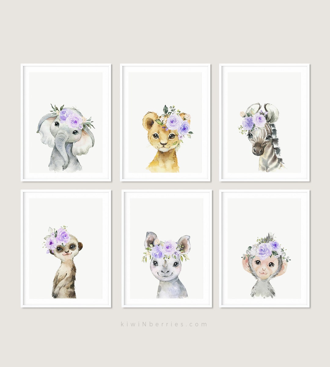 Nursery Baby Animals, Girls Nursery Decor, Printable Wall Art for ...