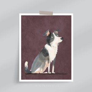 Border Collie Print, Cartoon Dog Wall Art, Toddler Kids Decorations, Maroon Moody, Puppy Poster, Collie Digital Art