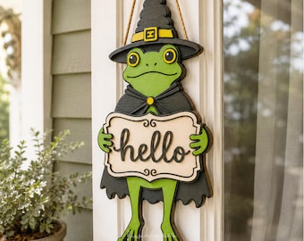 Set of 6, The Witch Is In sign SVG, Cutting files for CNC Glowforge Cricut, Halloween Door Hanger, Laser Cut, Wood craft, DXF Eps Ai