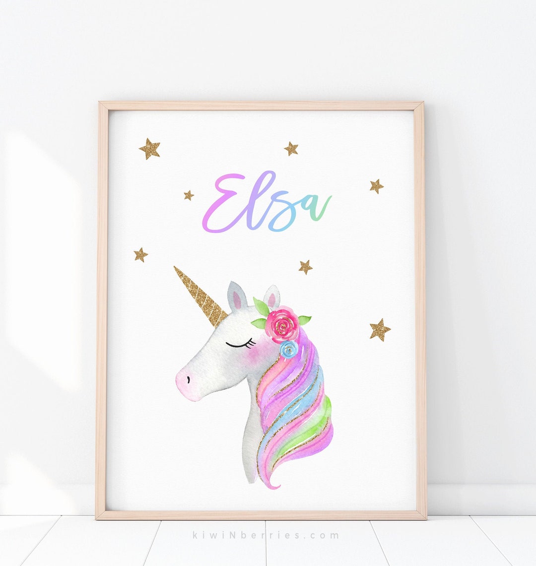 Personalized Unicorn Wall Art - Unicorn Name Print - Custom Unicorn Poster - Baby Girl Gift ...