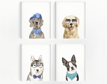 Cool dog prints, Boys room decor, Teen boy wall art, Dogs prints, Dog wall art, Boys printable art, Wall art for boys, Dog posters, Canine