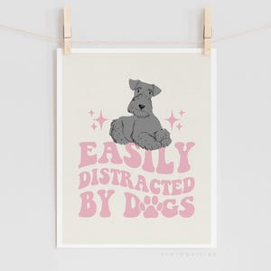 Easily distracted by Dogs Print, Girls Nursery Wall Art, Dog Lover Poster, Little Girl Puppy Art, Digital Printable, Dog Themed Nursery