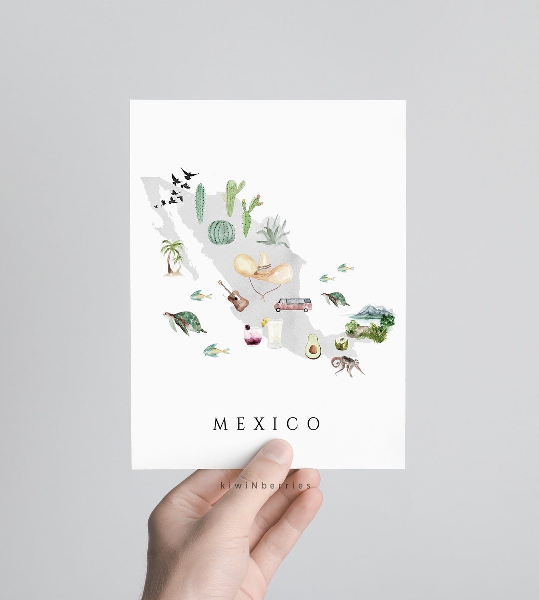 Mexico Map Print, Printable Map of Mexico, Travel Decor, Kids Room Wall ...