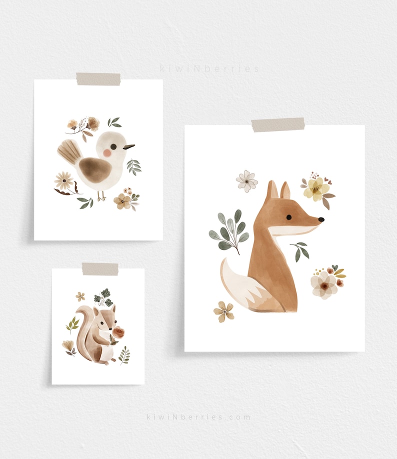 Forest Nursery Wall Art Neutral Nursery Art Prints Printable Etsy